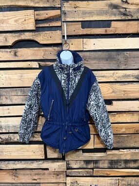 Vintage Fera Skiwear Ski Jacket Coat Women’s Size 10 Navy/Black/White